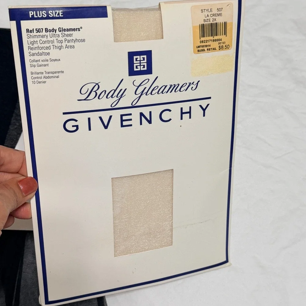 Vintage Christian Dior, Givenchy Pantyhose Lot 3 Pairs Black Dot Lace‎ Shimmer